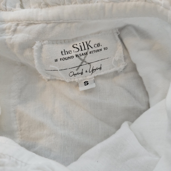 TheSilk Co Sasha Long Sleeve Crop Blouse size small white Cotton - Picture 7 of 7